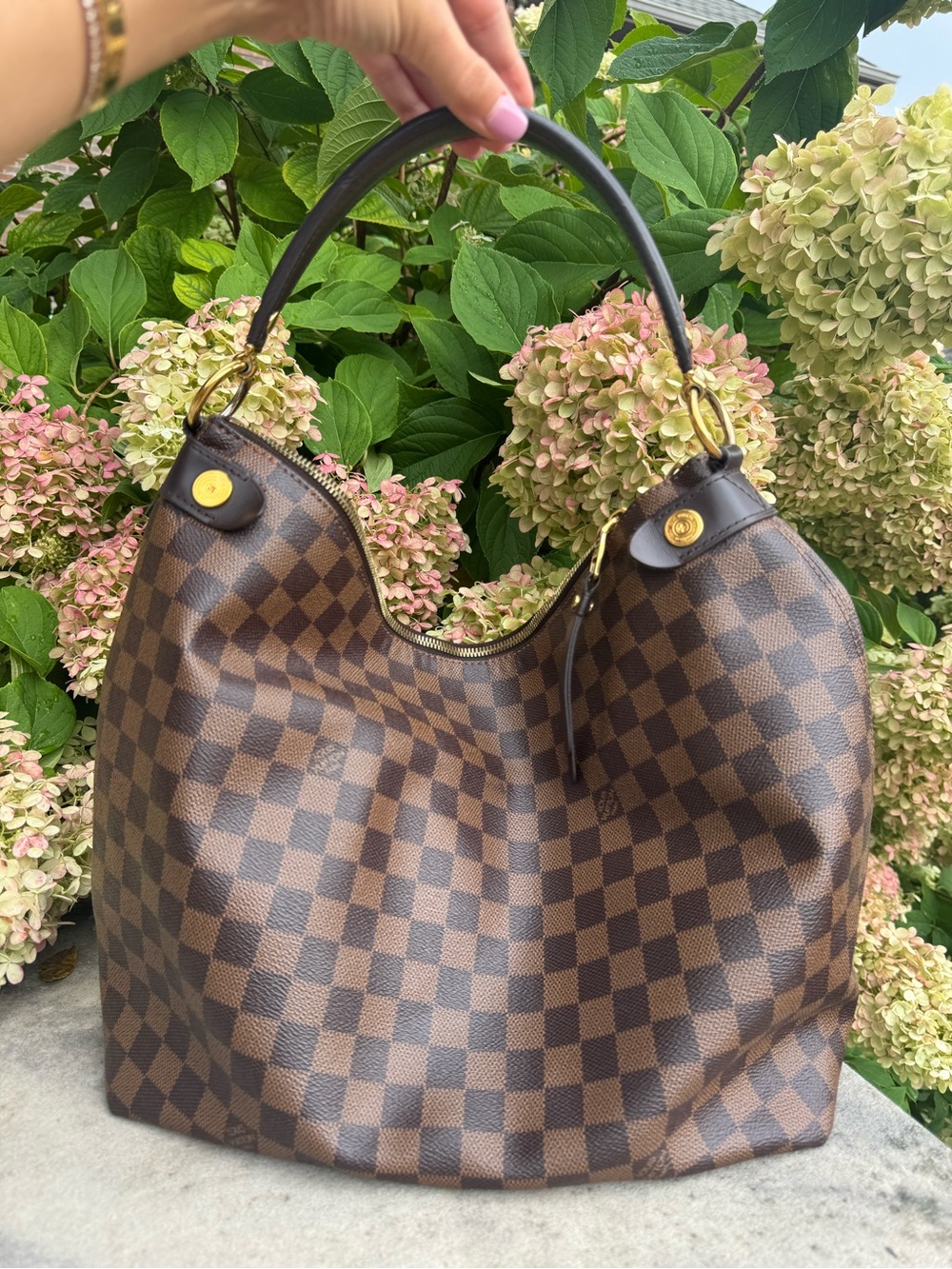 LV Duomo Hobo Ebene Damier Shoulder Bag